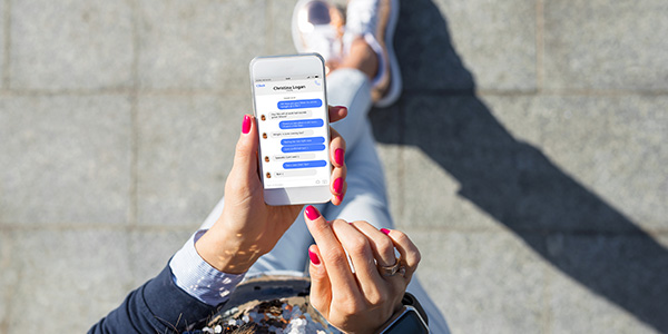 Woman checking social media